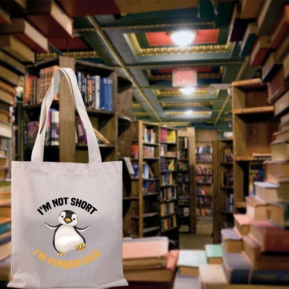 Penguin Tote Bag Funny Quote Canvas Reusable Gift for Penguin Lover - Picture 7 of 7